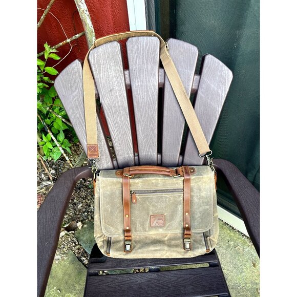 Men's Brown Waterproof Vintage Messenger Bag for 15.6 Inch Laptop - 16 Pockets - Picture 12 of 12